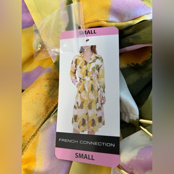 French Connection Long Shirt Dress Multicolor Abstract Print Size Small NWT - Picture 4 of 9